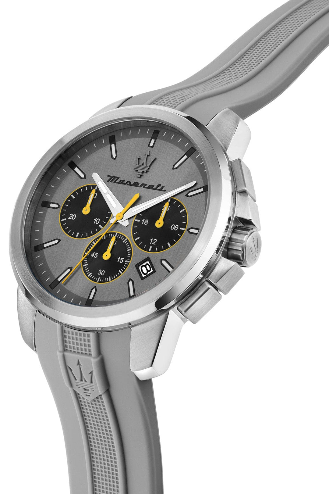 Watch Maserati Successo 42mm Chrono Gray Dial Gray Silicone Strap Watch Brand