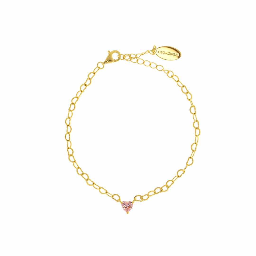 Georgini Bracelet Georgini Sweetheart Heart Chain Bracelet Pink Gold Brand