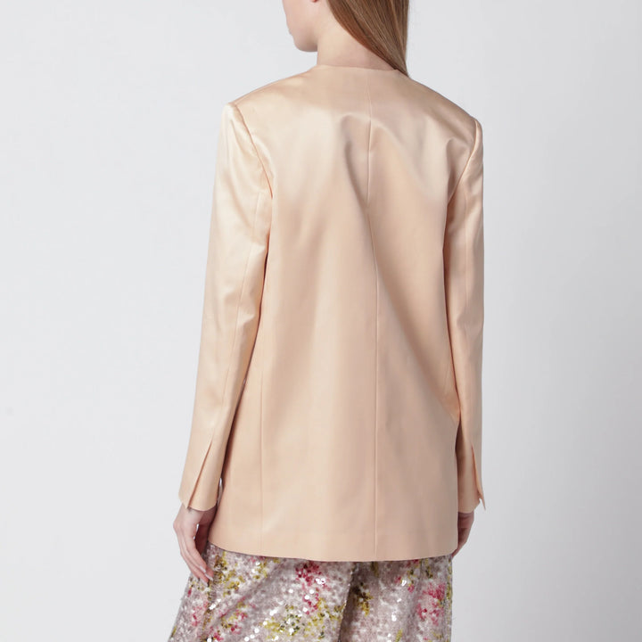 Alberta Ferretti - Beige double-breasted jacket in silk organza
