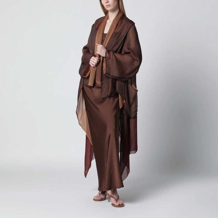 Alberta Ferretti - Brown cape in silk organza