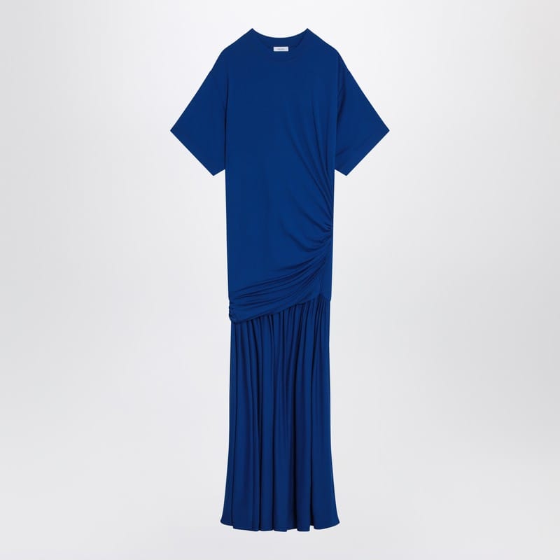 Dresses Ferragamo - Long blue dress with draping - 40 IT Brand