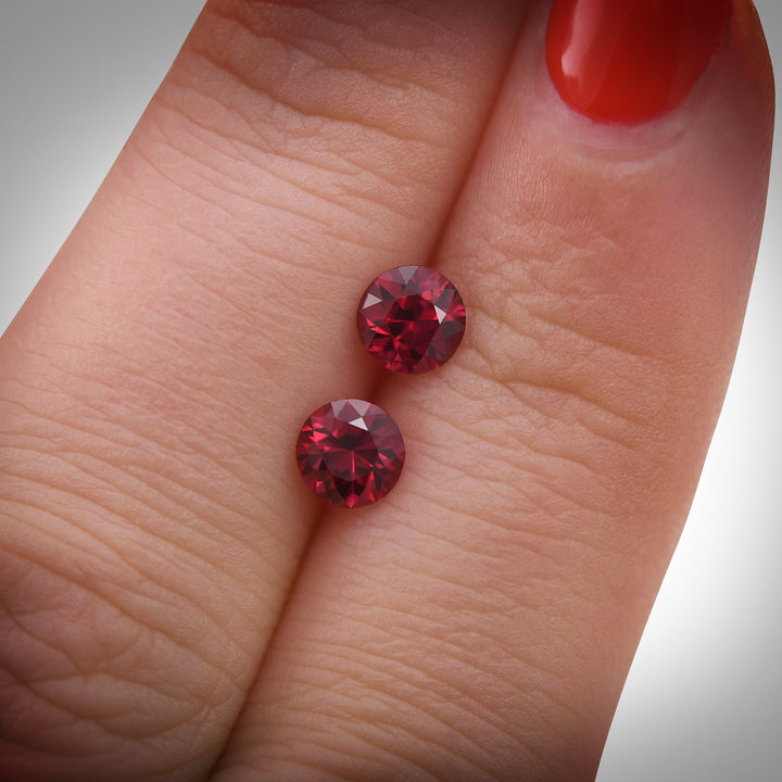 1.19 Carat Red MOZAMBIQUE Round Rubies Pair