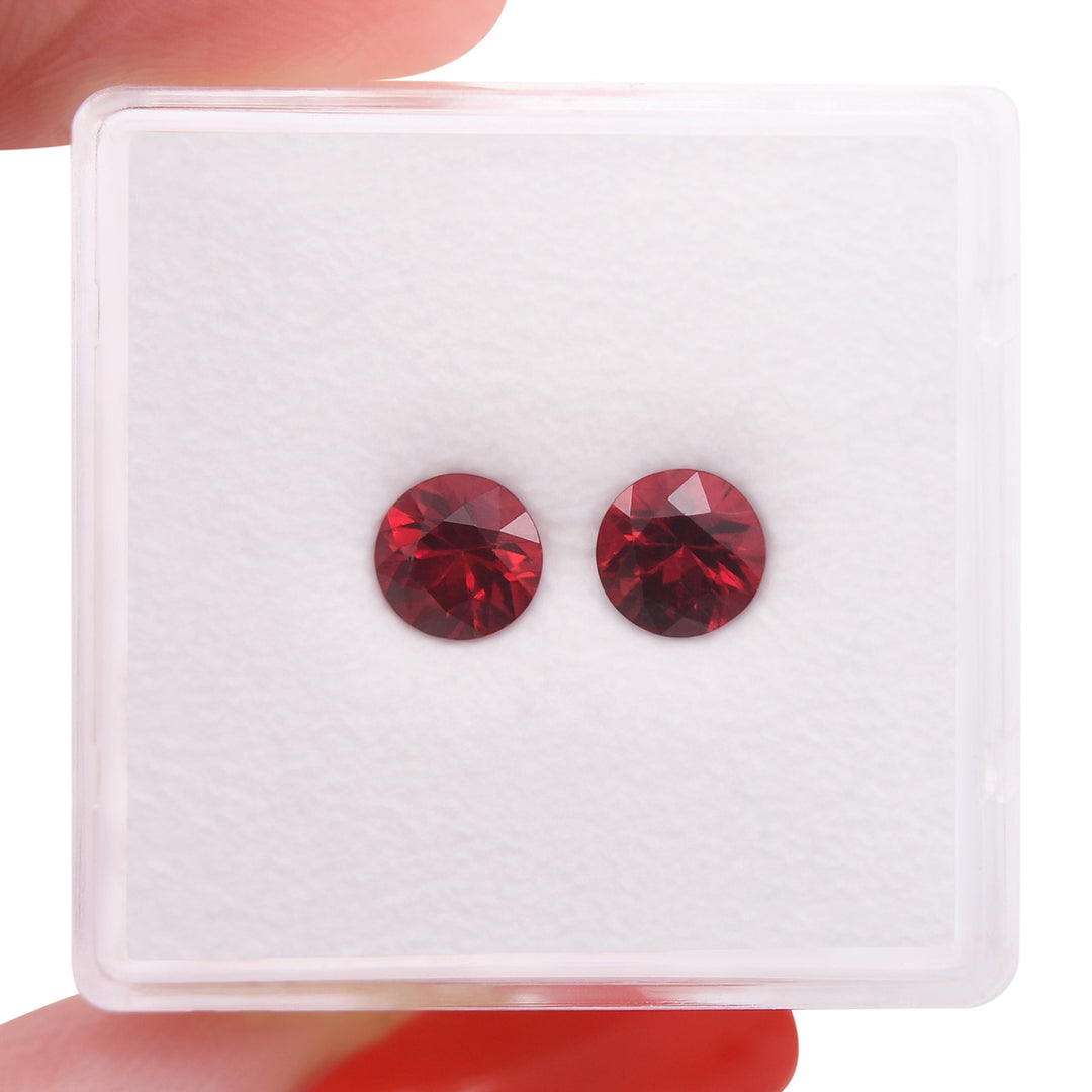 1.28 Carat Red MOZAMBIQUE Round Rubies Pair