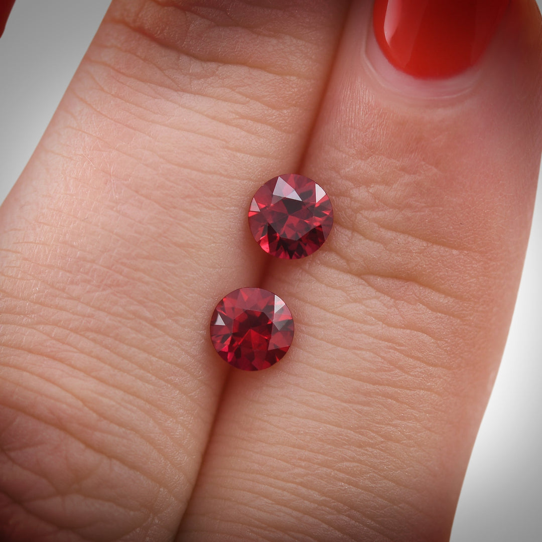 1.28 Carat Red MOZAMBIQUE Round Rubies Pair