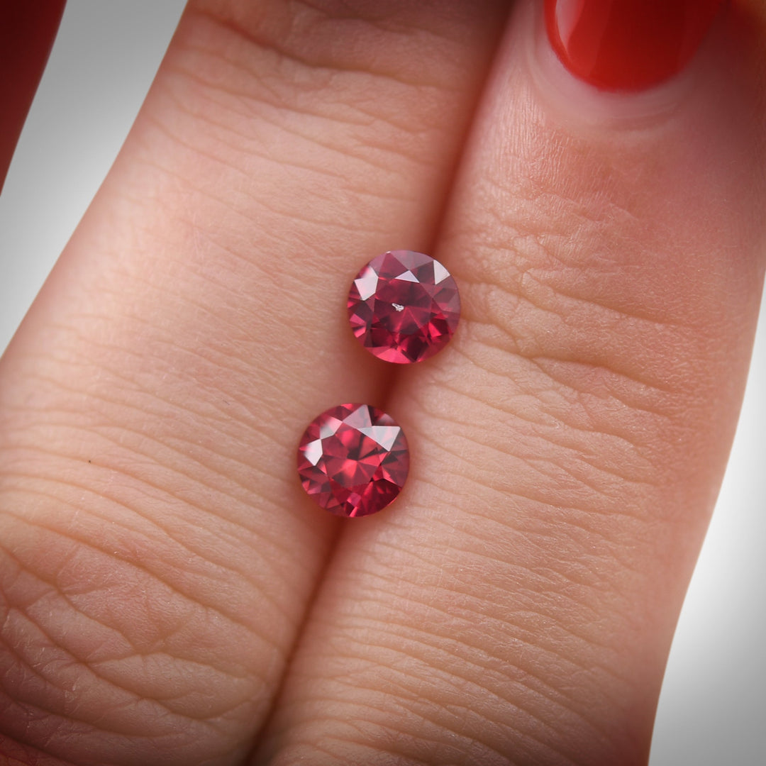 1.32 Carat Red MOZAMBIQUE Round Rubies Pair