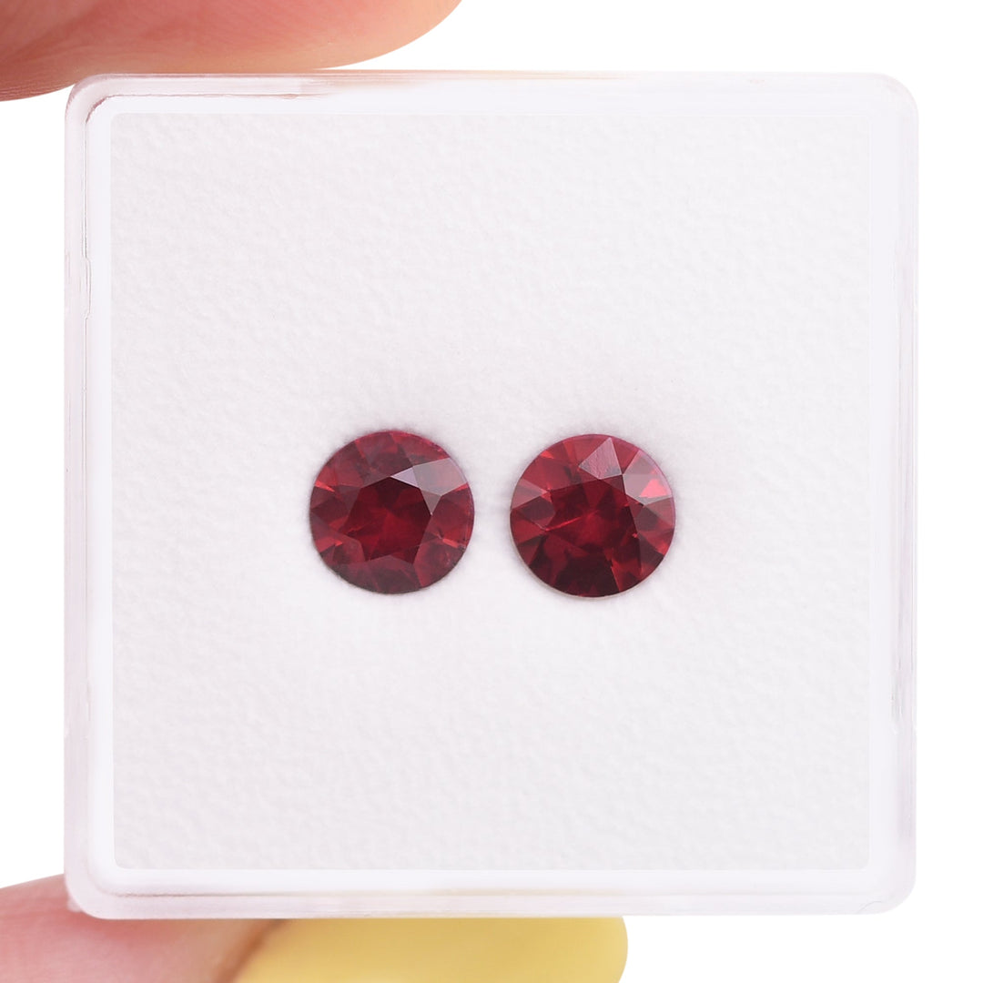 1.45 Carat Red MOZAMBIQUE Round Rubies Pair