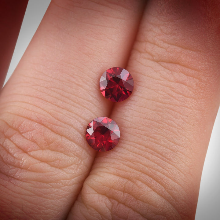 1.45 Carat Red MOZAMBIQUE Round Rubies Pair