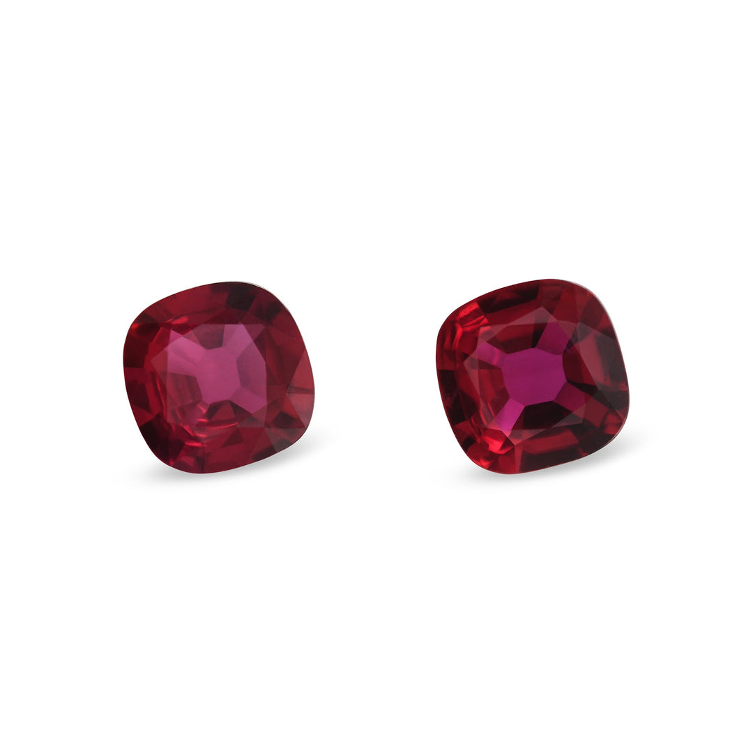 1.64 Carat Red MOZAMBIQUE Cushion Rubies Pair