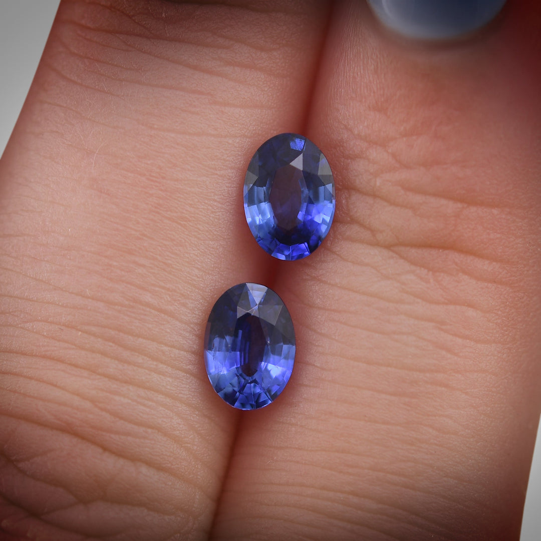 1.76 Carat Blue SRI LANKAN Oval Sapphires Pair
