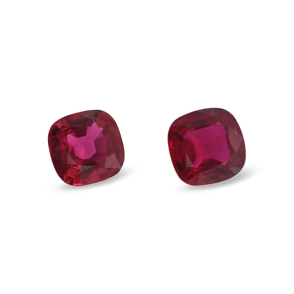 1.86 Carat Red MOZAMBIQUE Cushion Rubies Pair