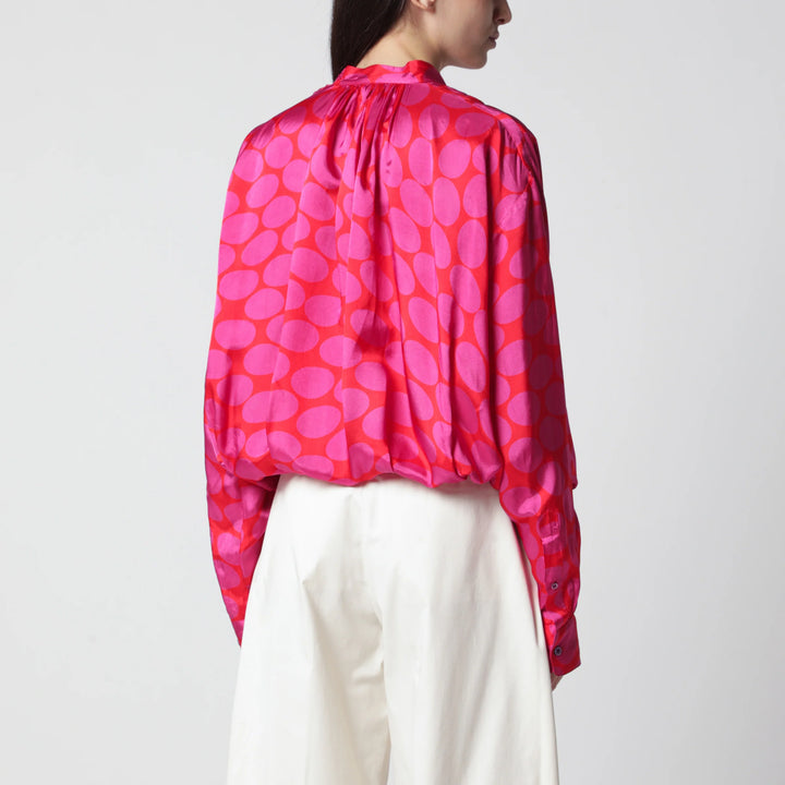 Dries Van Noten - Crossed Shirt with Fuchsia Print