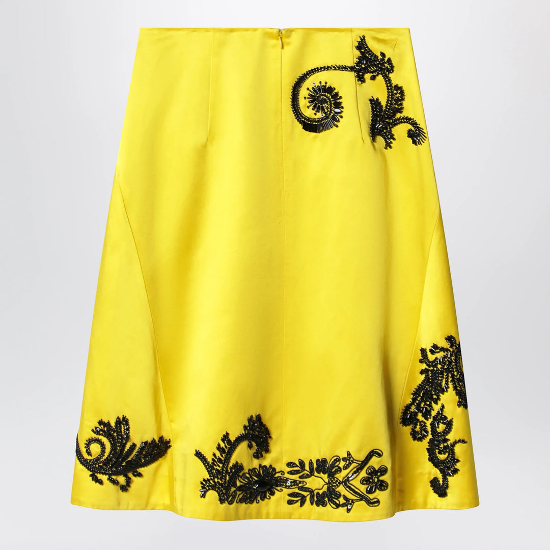 Dries Van Noten - Yellow skirt with black sequin embroidery