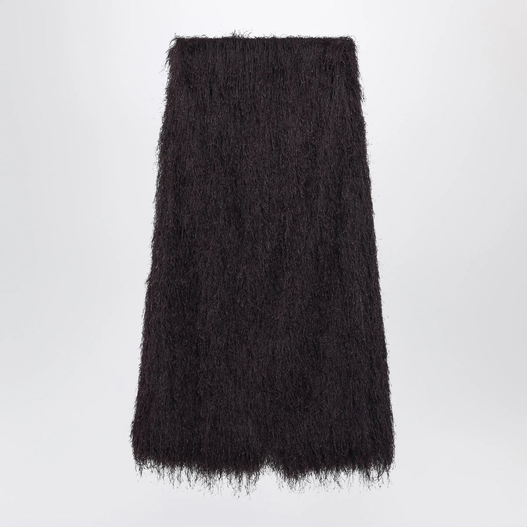 Dries Van Noten - Dark purple midi skirt with fringes