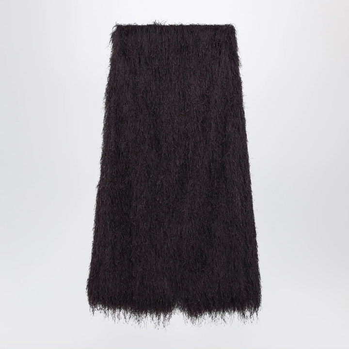 Dries Van Noten - Dark purple midi skirt with fringes