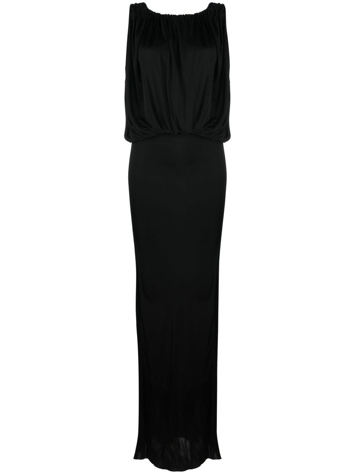 Saint Laurent Black Sleeveless Draped Dress