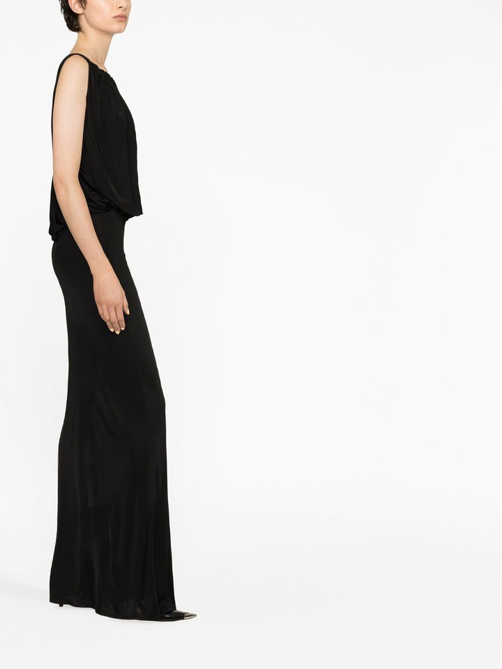 Saint Laurent Black Sleeveless Draped Dress
