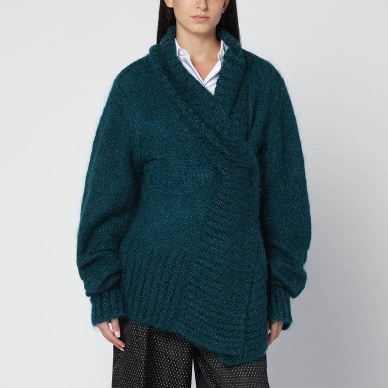 Shirts & Tops Dries Van Noten - Oversized petroleum green mohair-blend sweater - S Brand