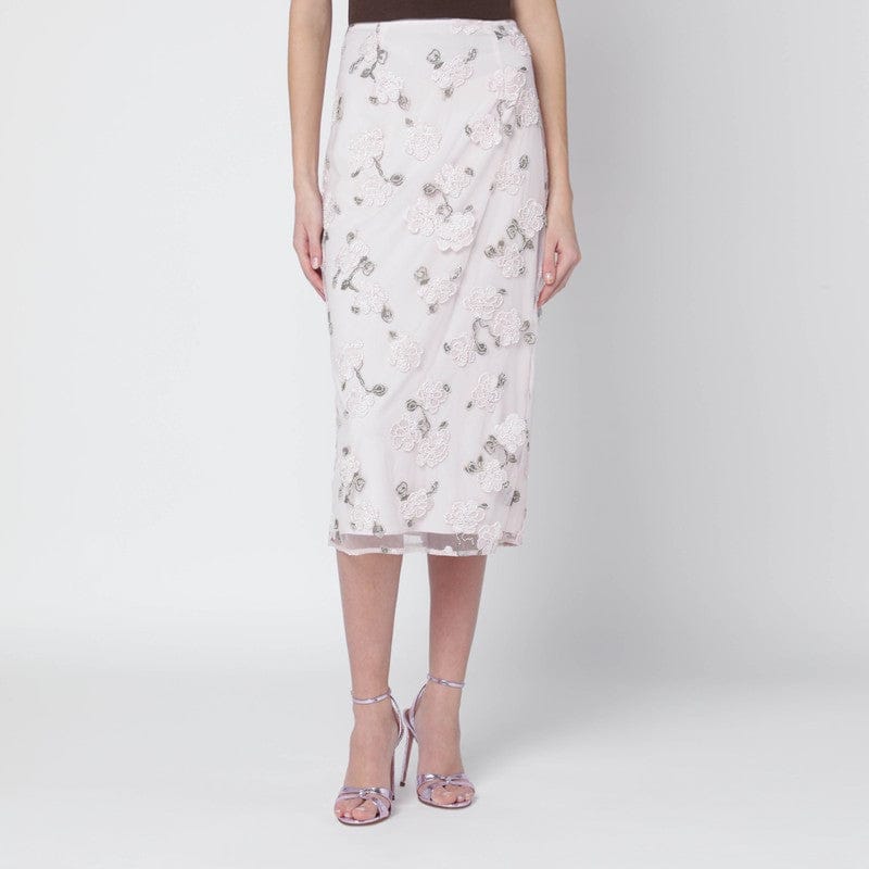 Skirts ROTATE Birger Christensen - Pink skirt with floral embroidery - 38 DK Brand