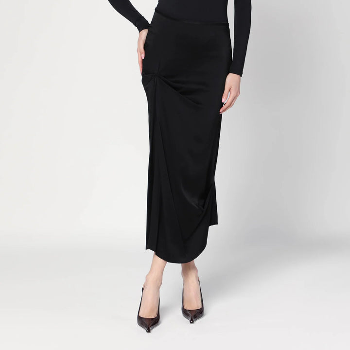 Victoria Beckham - Black midi skirt with draping