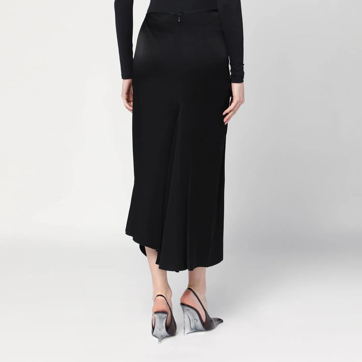 Victoria Beckham - Black midi skirt with draping