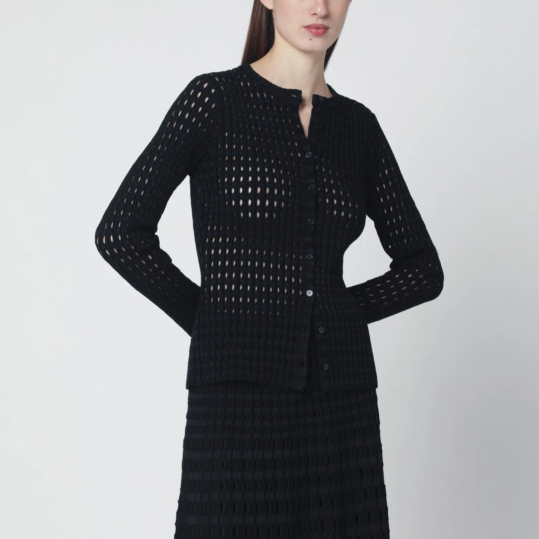 SIMKHAI - Mabel black openwork knit cardigan