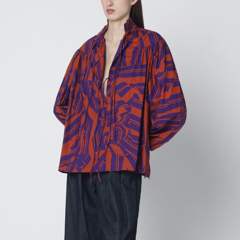Shirts & Tops Dries Van Noten - Loose shirt with ruffle details and Crushed Stripe print - M Brand
