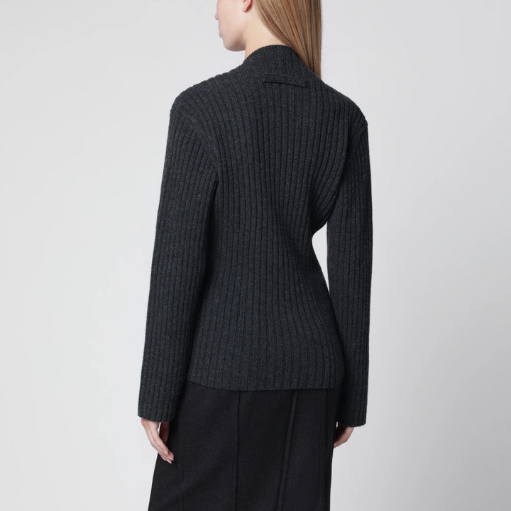 Victoria Beckham - Ribbed Sweater in Burgundy Wool and Cashmere