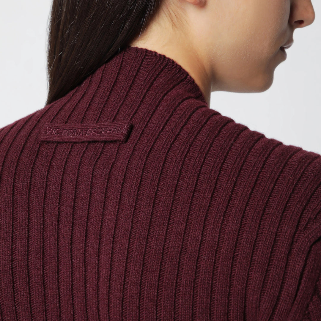 Victoria Beckham - Ribbed Sweater in Dark Grey Wool and Cashmere