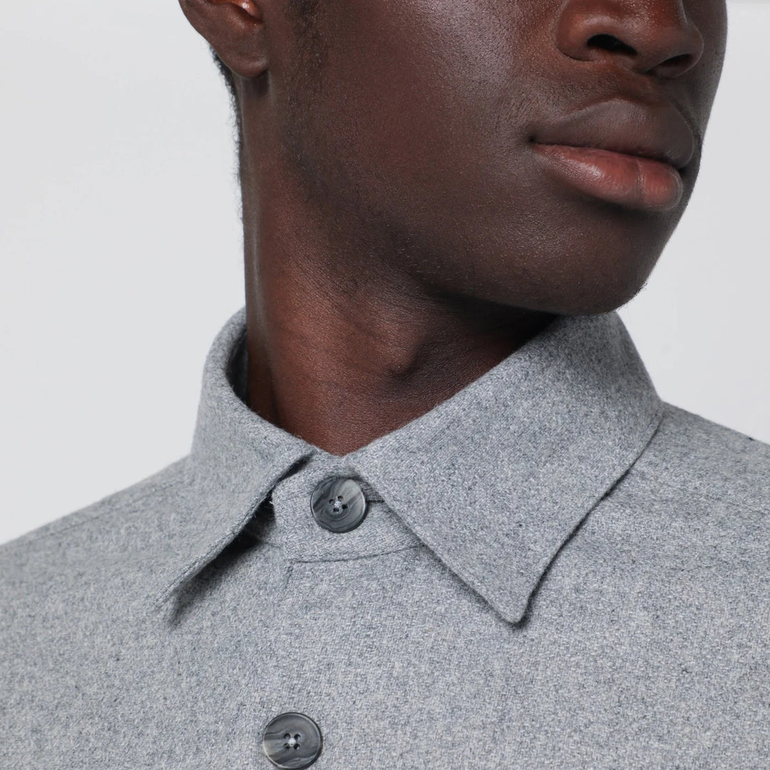 XACUS - Gray overshirt jacket in wool blend