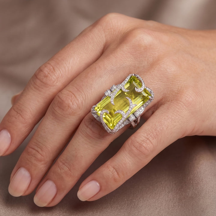 LEIBISH 24.92ct Sri Lankan Lemon Quartz &amp; Diamond Ring