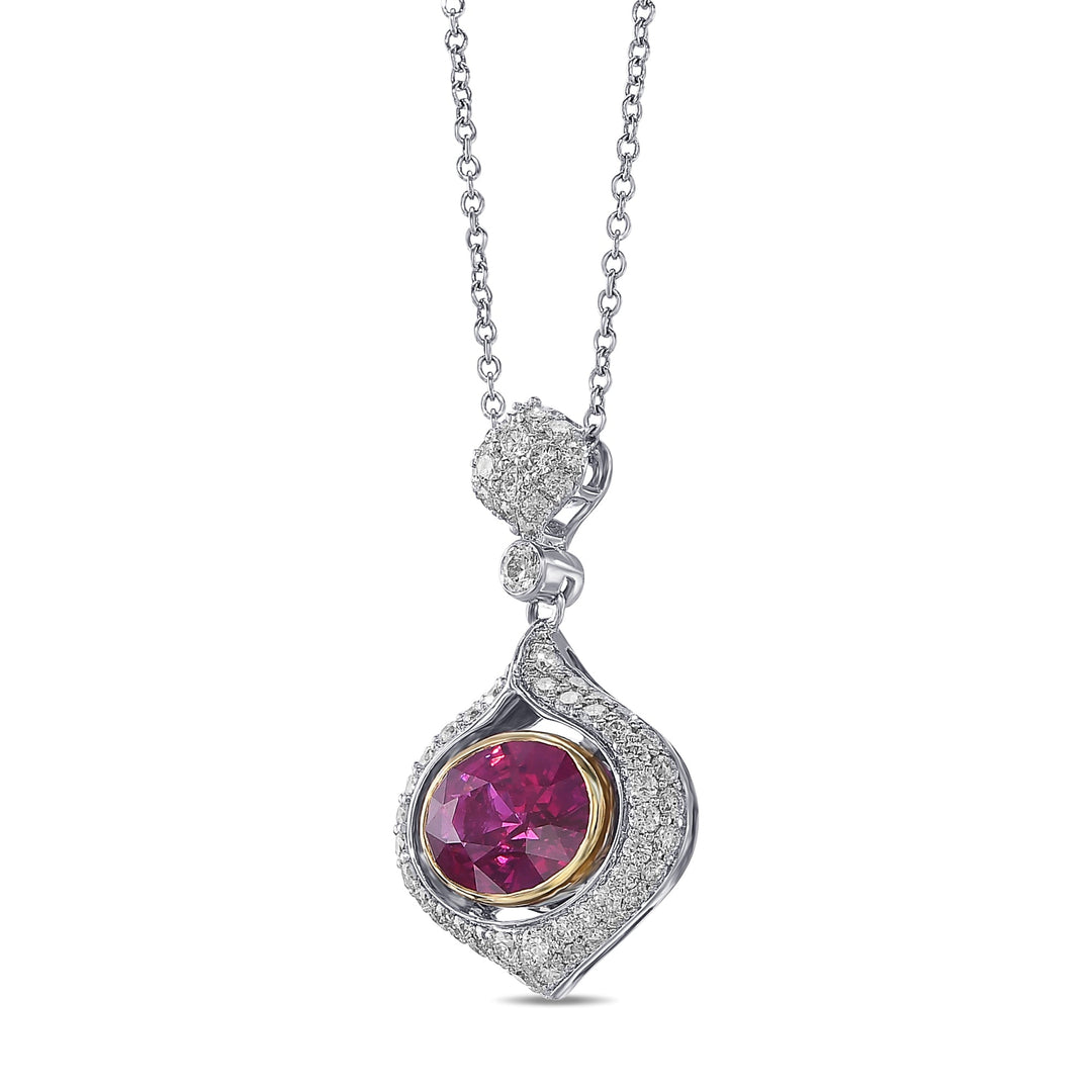 LEIBISH 2.16ct Oval Ruby &amp; Diamond Drop Pendant