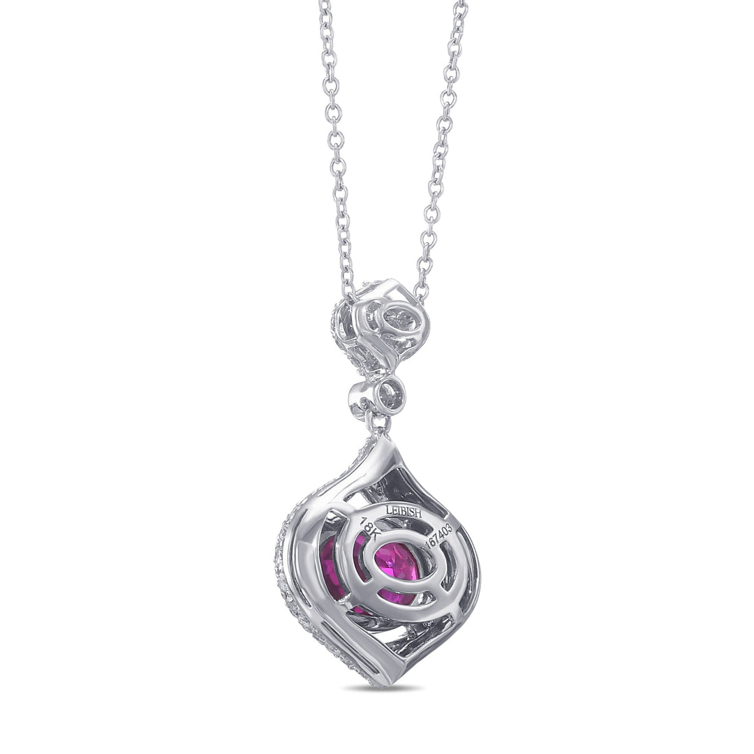 LEIBISH 2.16ct Oval Ruby &amp; Diamond Drop Pendant