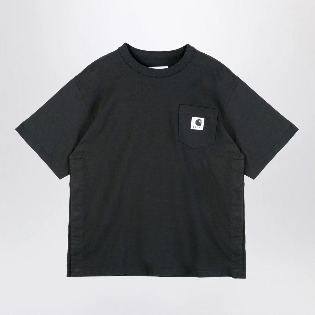 Sacai x Carhartt WIP - Black cotton T-shirt with logo patch