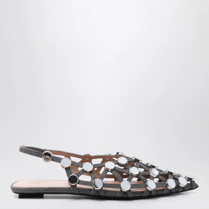 The Attico - Dark grey Grid ballerina