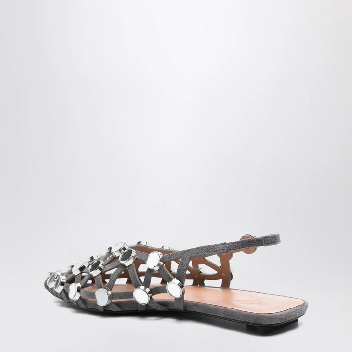 The Attico - Dark grey Grid ballerina