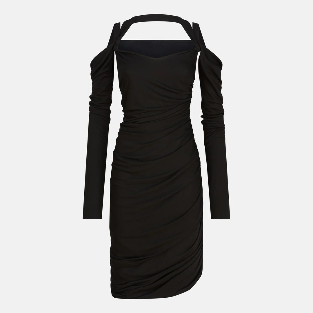 The Attico - Black midi dress in viscose crêpe