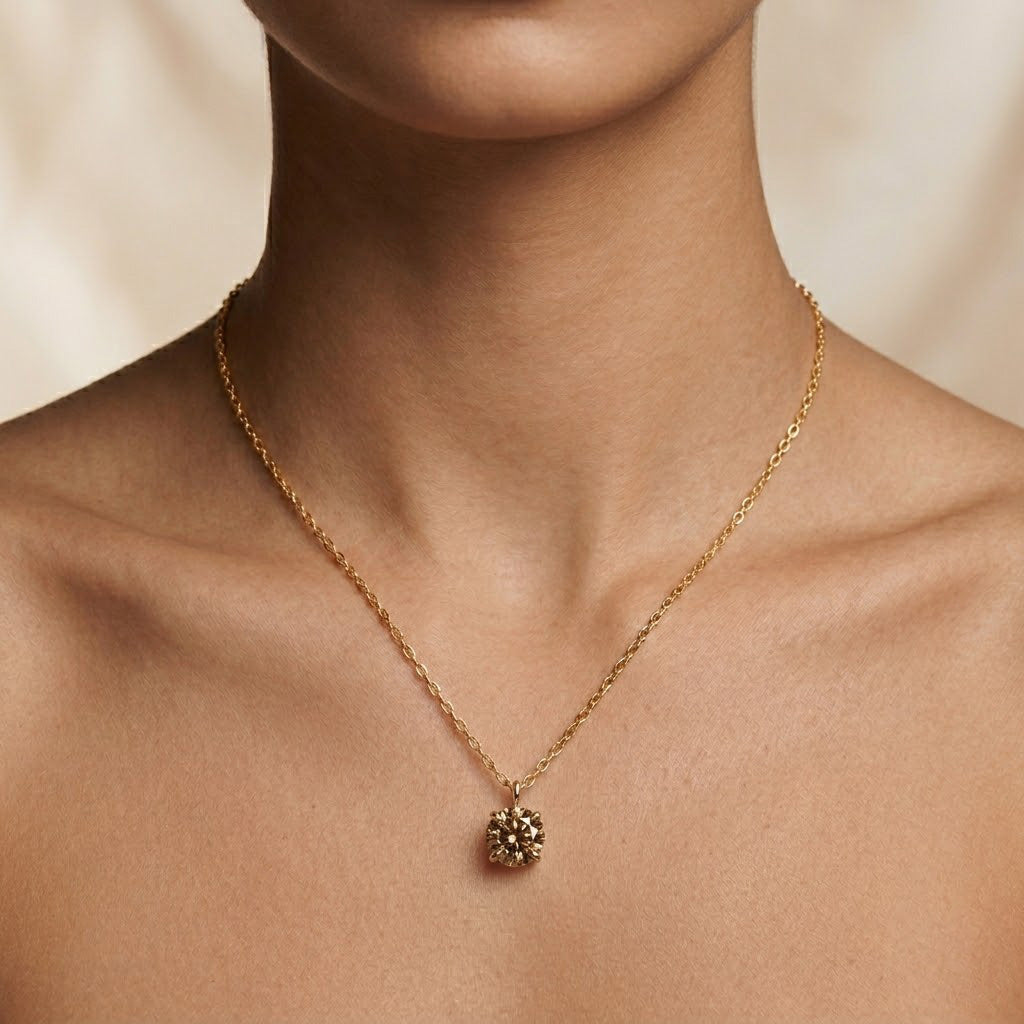LEIBISH 2.01ct Light Brown Round Brilliant Diamond Pendant
