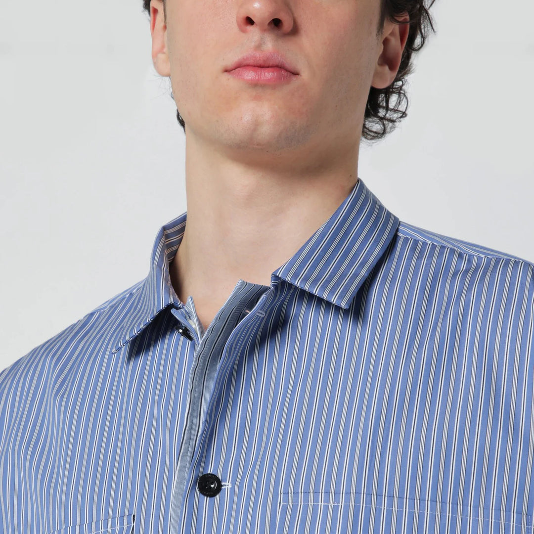 Sacai - Light blue striped cotton shirt