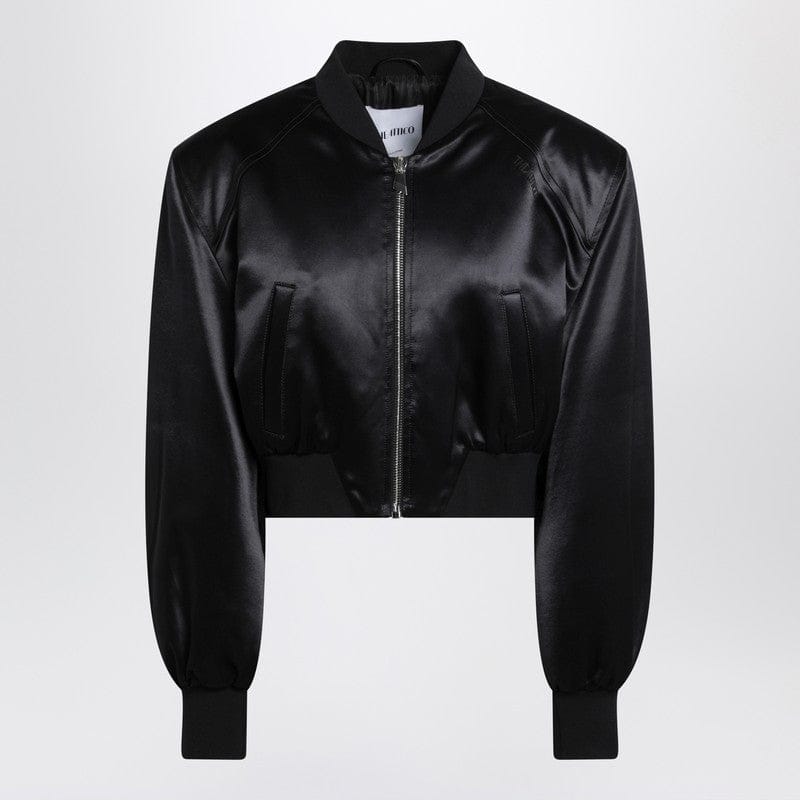 Coats & Jackets The Attico - Black shiny cropped bomber - 42 IT Brand