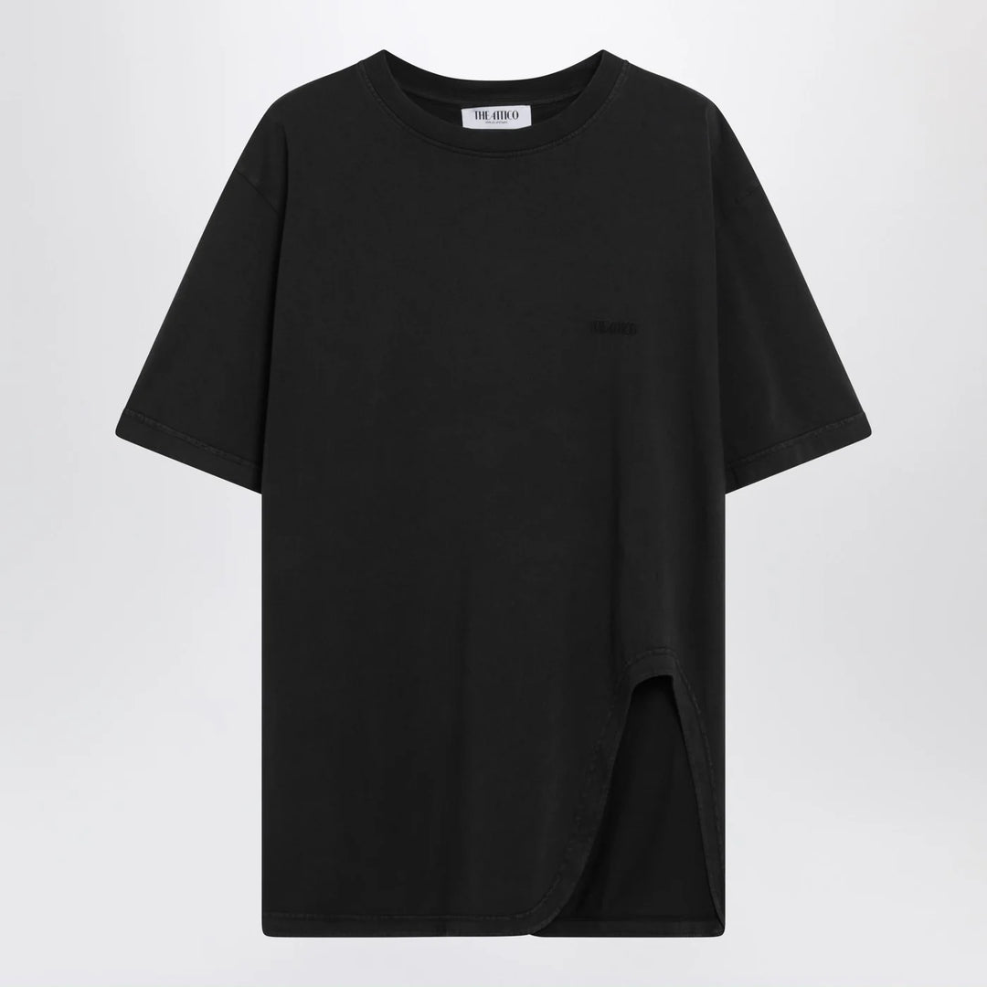 The Attico - Black washed T-shirt with shaped hem