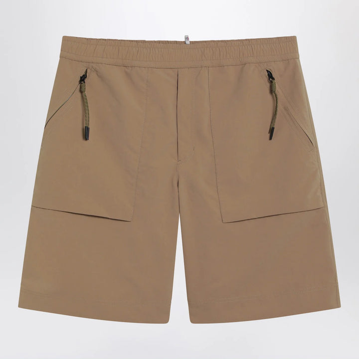 Moncler Grenoble - Beige technical froissé Bermuda shorts