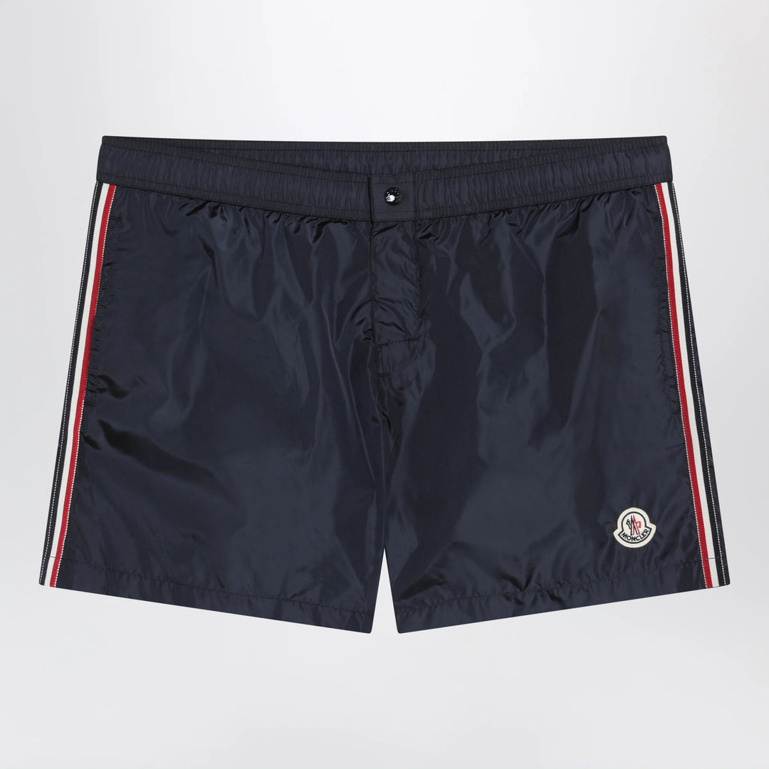 Moncler - Navy blue swim shorts with logo patch