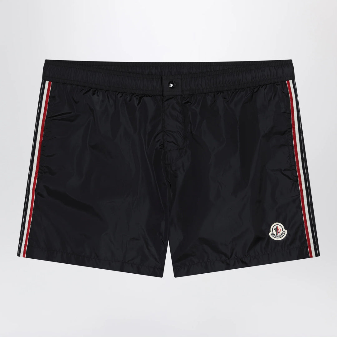 Moncler - Black swim shorts with logo patch