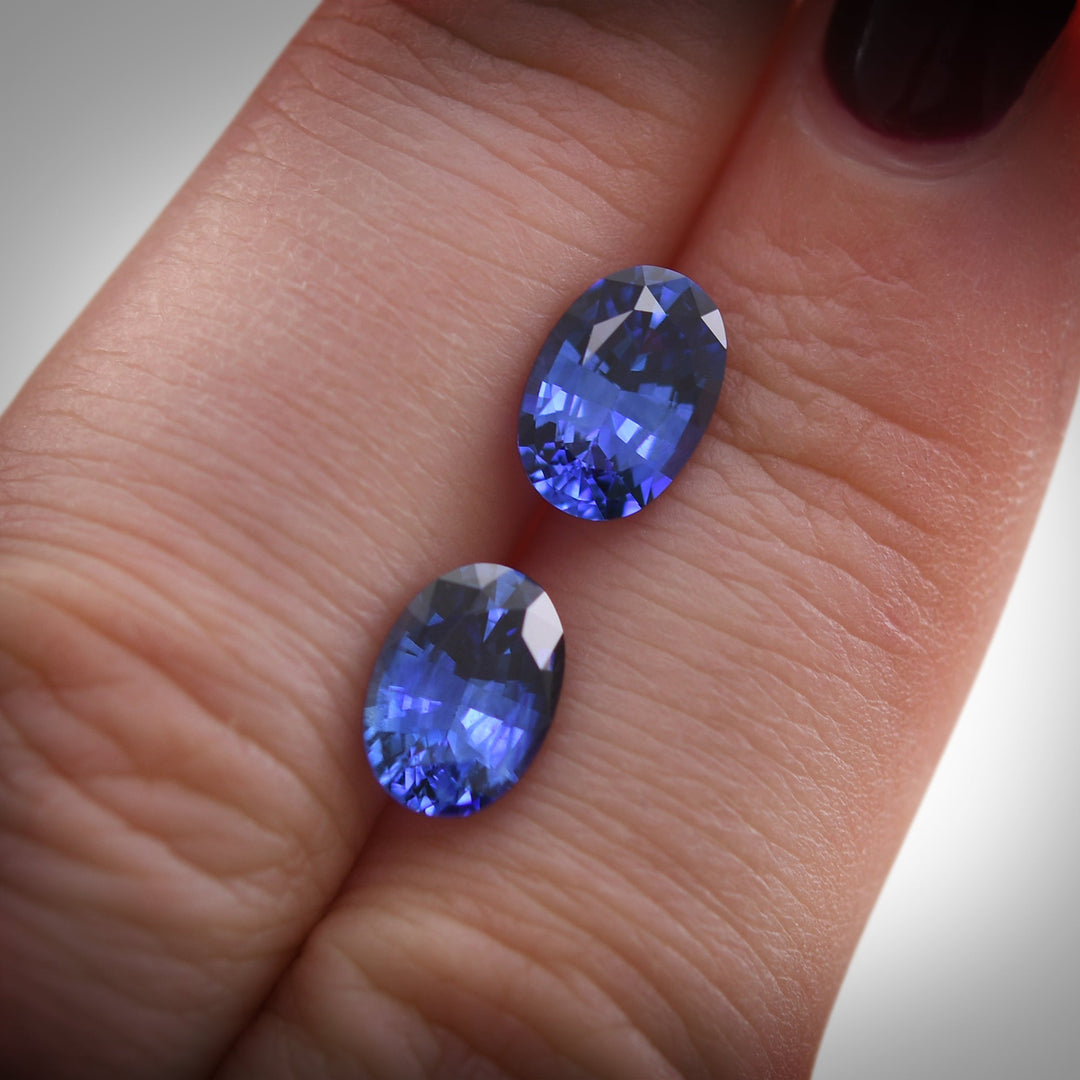 3.70 Carat Blue SRI LANKA Oval Sapphires Pair
