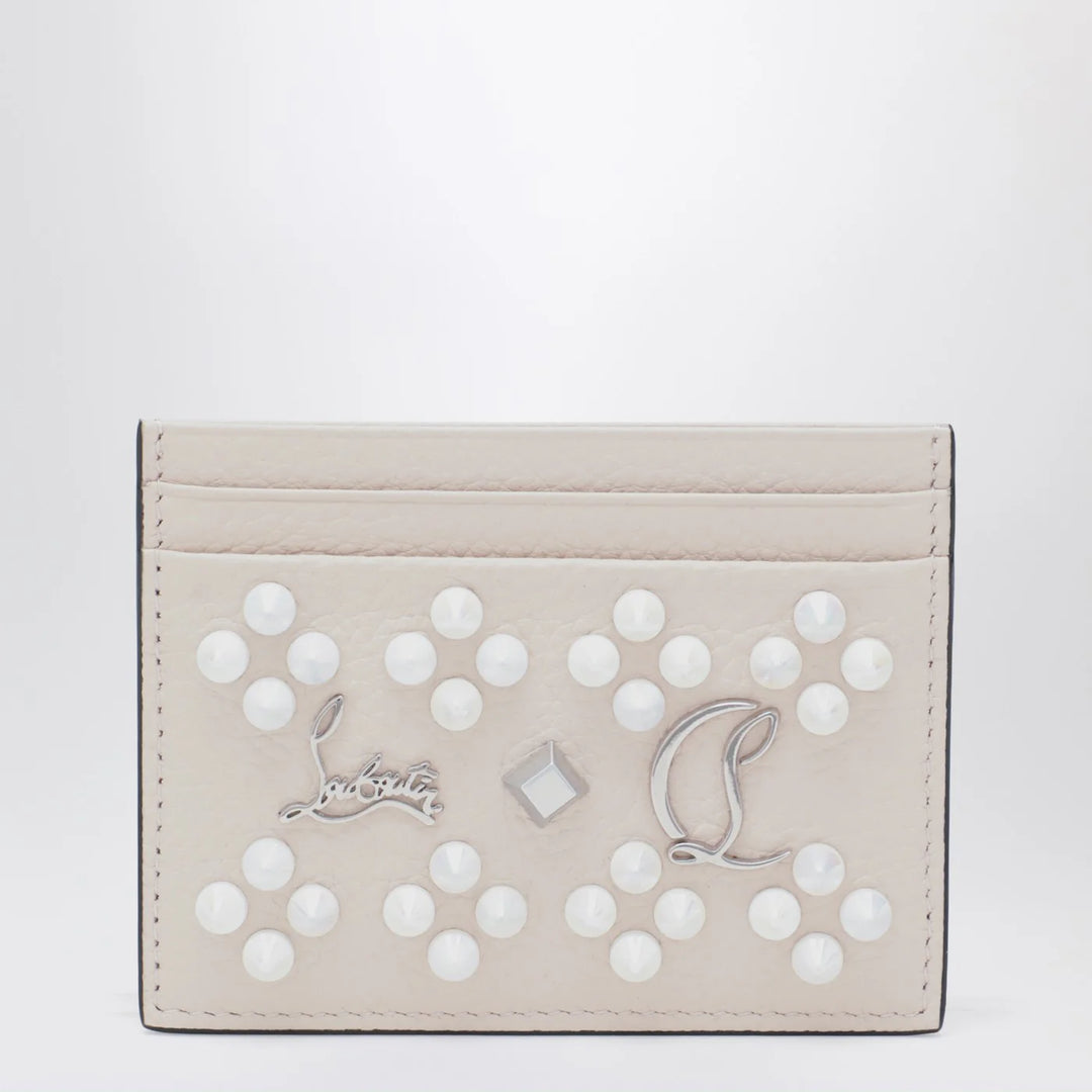 Christian Louboutin - Kios card holder in grained calfskin and spikes