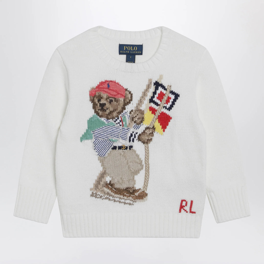 Polo Ralph Lauren - White cotton sweater with Polo Bear