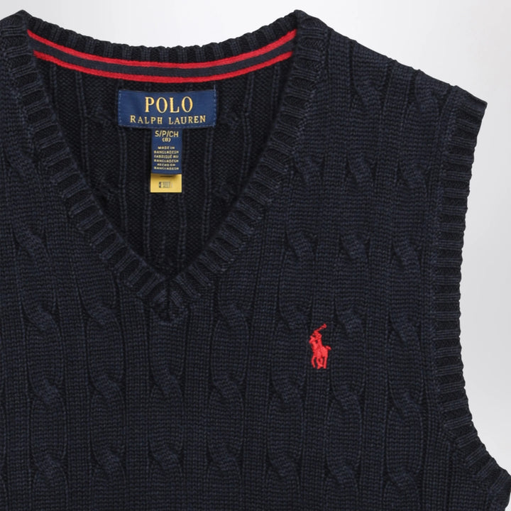Polo Ralph Lauren - Cable-knit V-neck cotton sweater vest in navy
