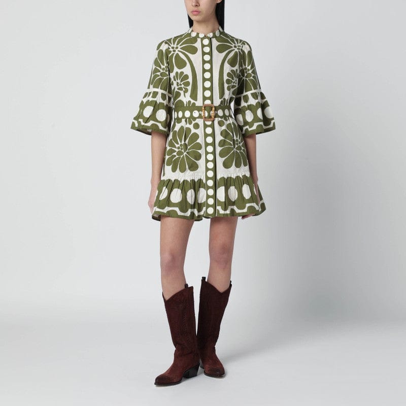 Dresses FARM Rio - Palermo mini dress with green print - S Brand