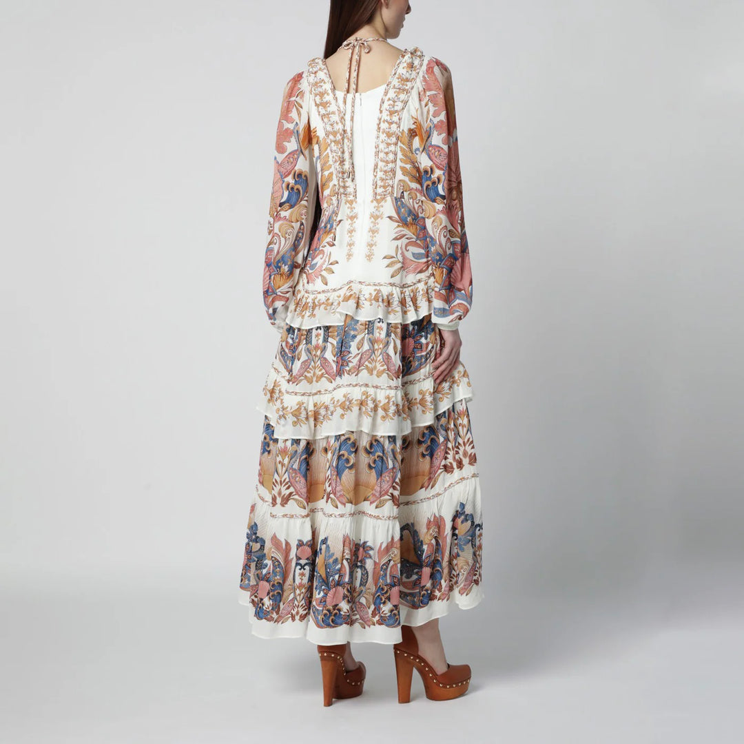 FARM Rio - White Sea Garden dress with tiered ruffles