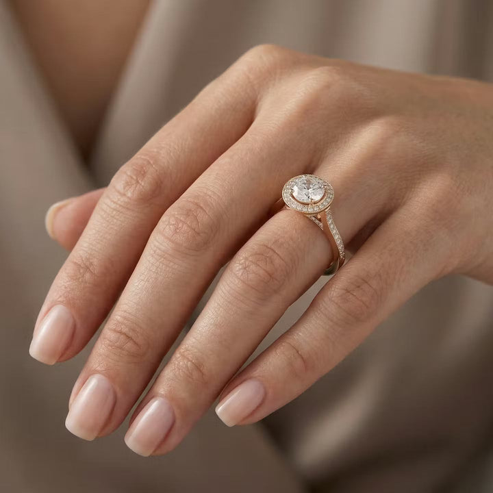 LEIBISH 1.18ct Fancy White Round Diamond Halo Engagement Ring